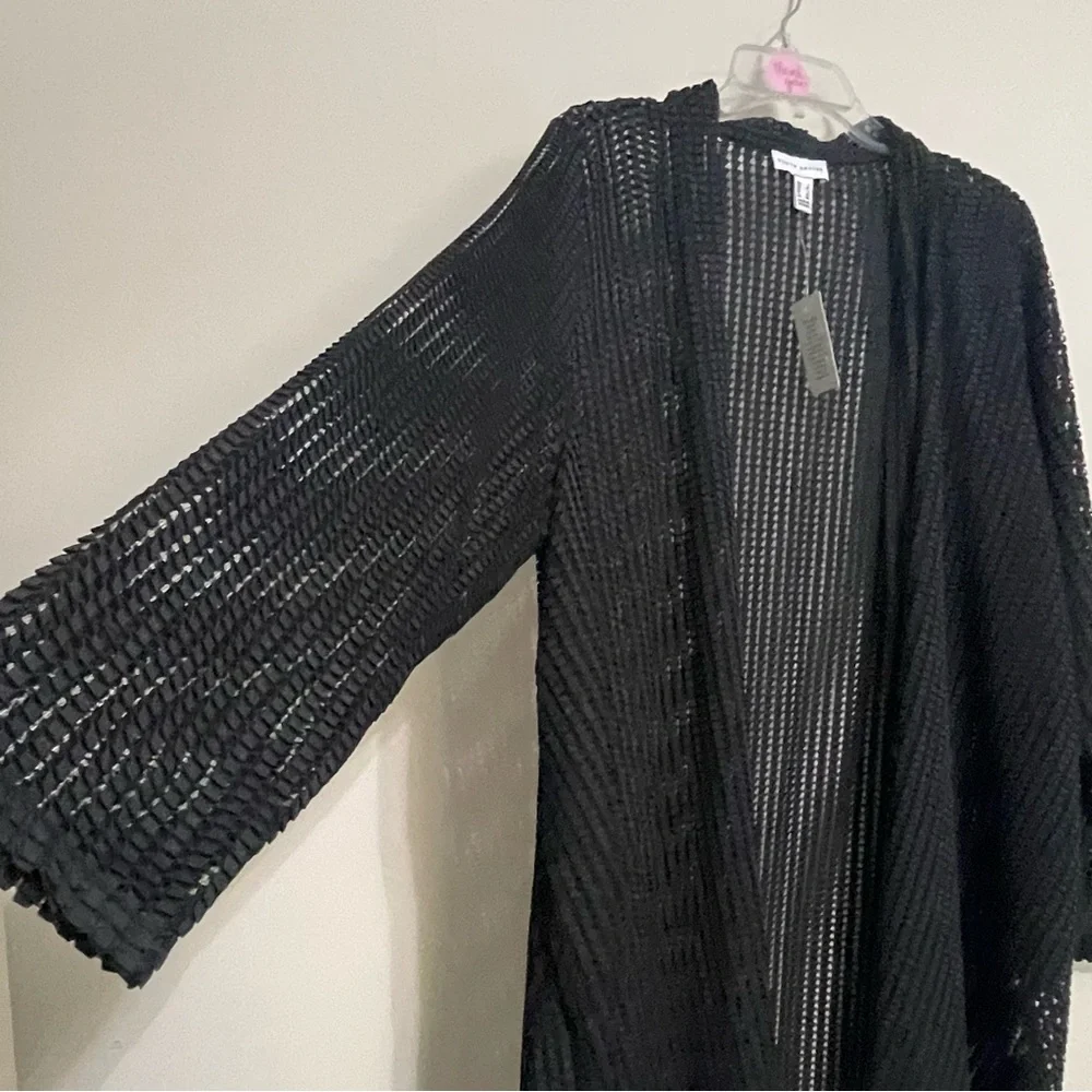 Susan Graver Black Open Knit Kimono- Size Large NWT‎ A little something extra.